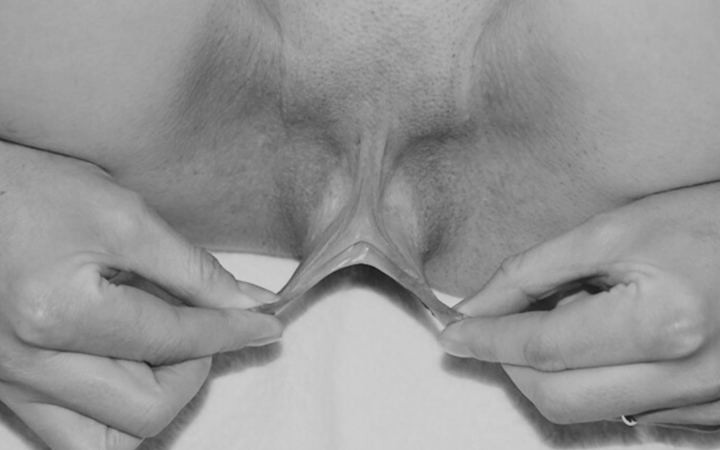 Labia origami expert creating shapes with the labia minora.