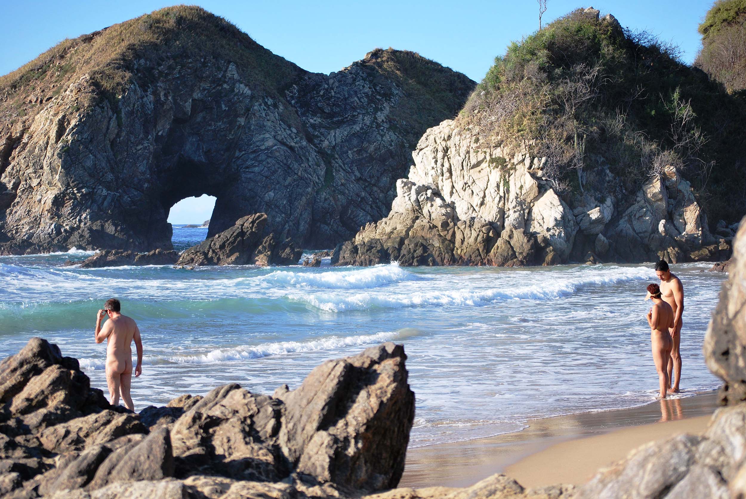 View of west end of Zipolite beach in Mexico