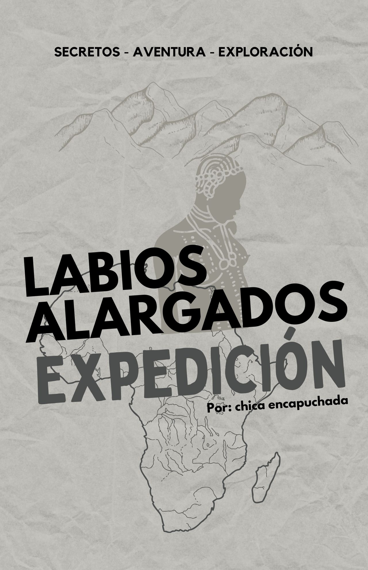 P&oacute;ster de portada de la expedici&oacute;n de estiramiento de labios, un viaje de una chica encapuchada